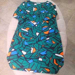 TRISTE Women's Dress 1X Shift Geometric Green Blue Orange Black